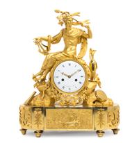 An Empire Gilt Bronze Mantel Clock, AUMINGAUD, Height 21 1/2 inches. — ARMINGAUD,