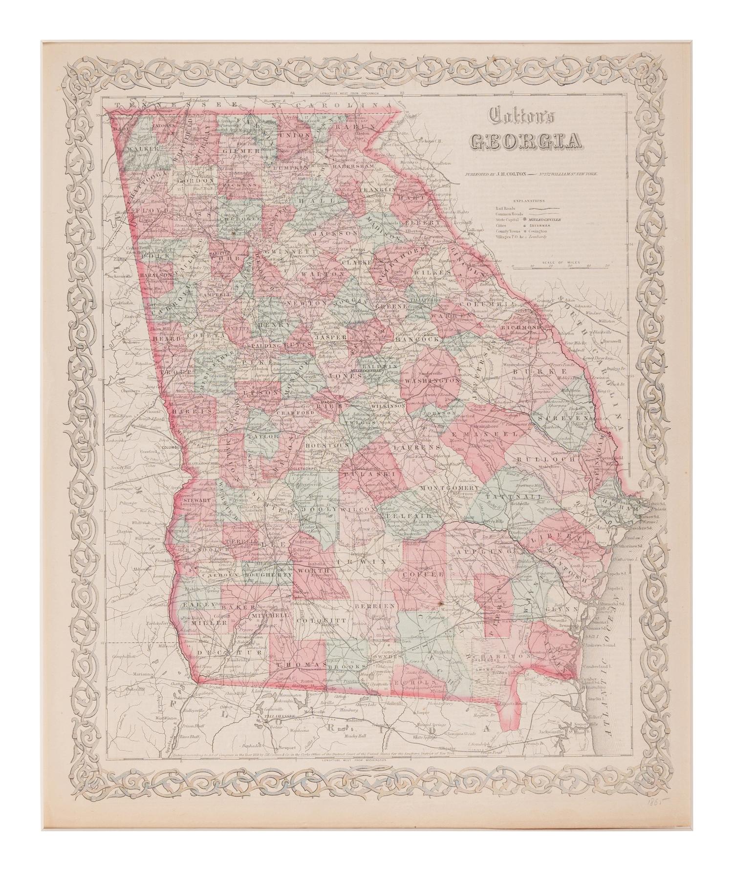 A Group of Three Maps of North Carolina, Connecticut and Georgia