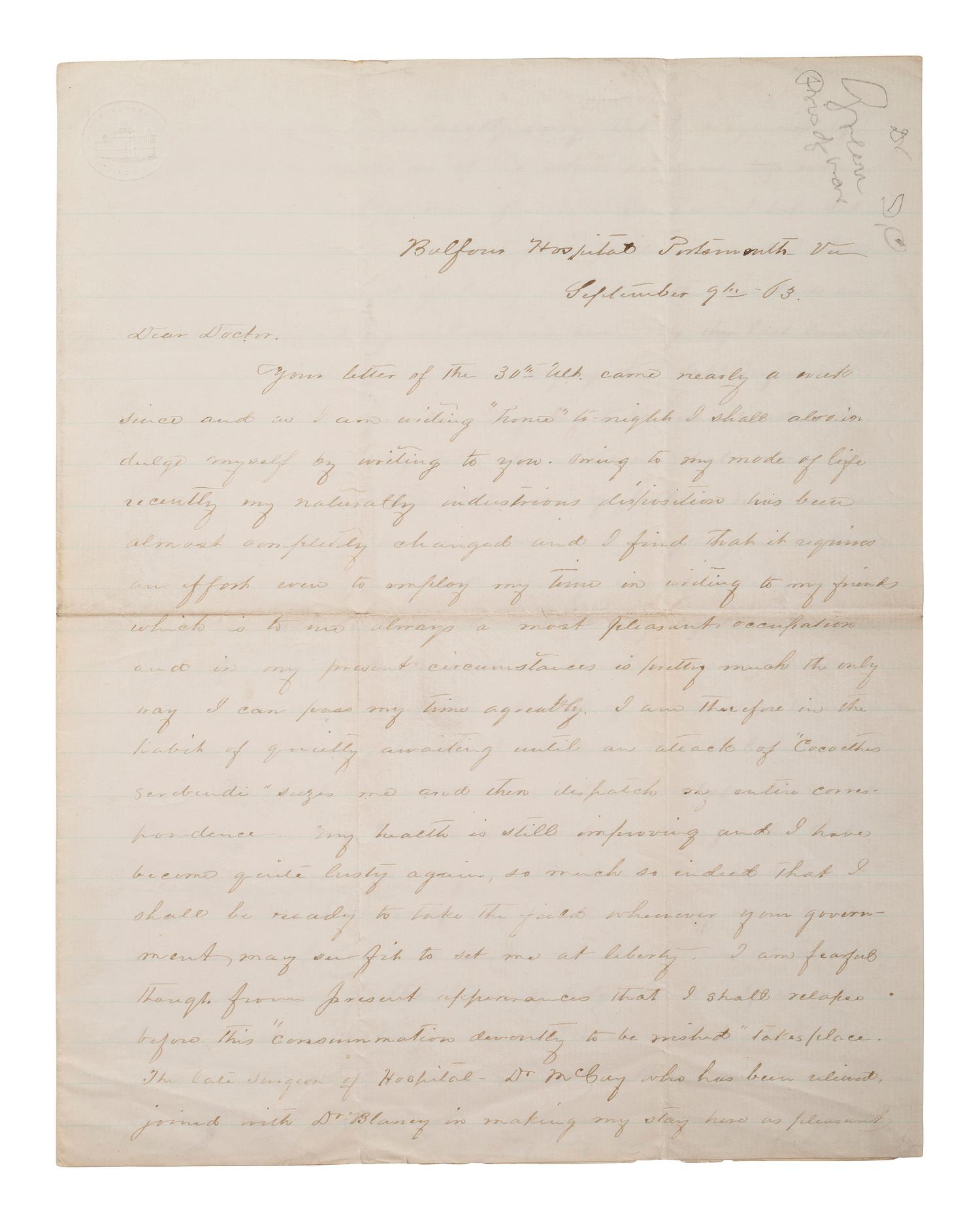 [MILITARIA] 19th c. docs and imprints incl. Civil War content from Estate of Carroll J. Delery III.