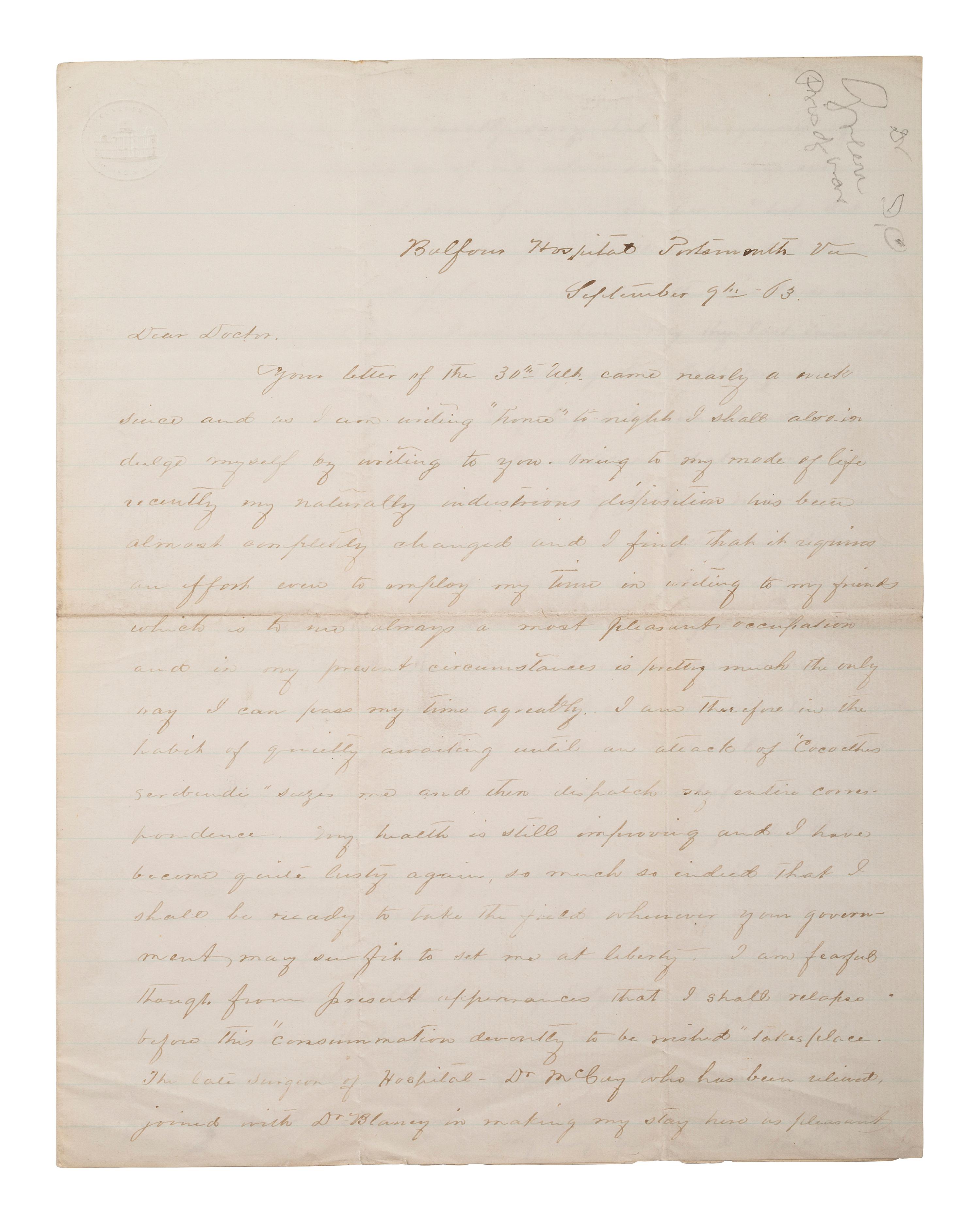 [MILITARIA] 19th c. docs and imprints incl. Civil War content from Estate of Carroll J. Delery III.