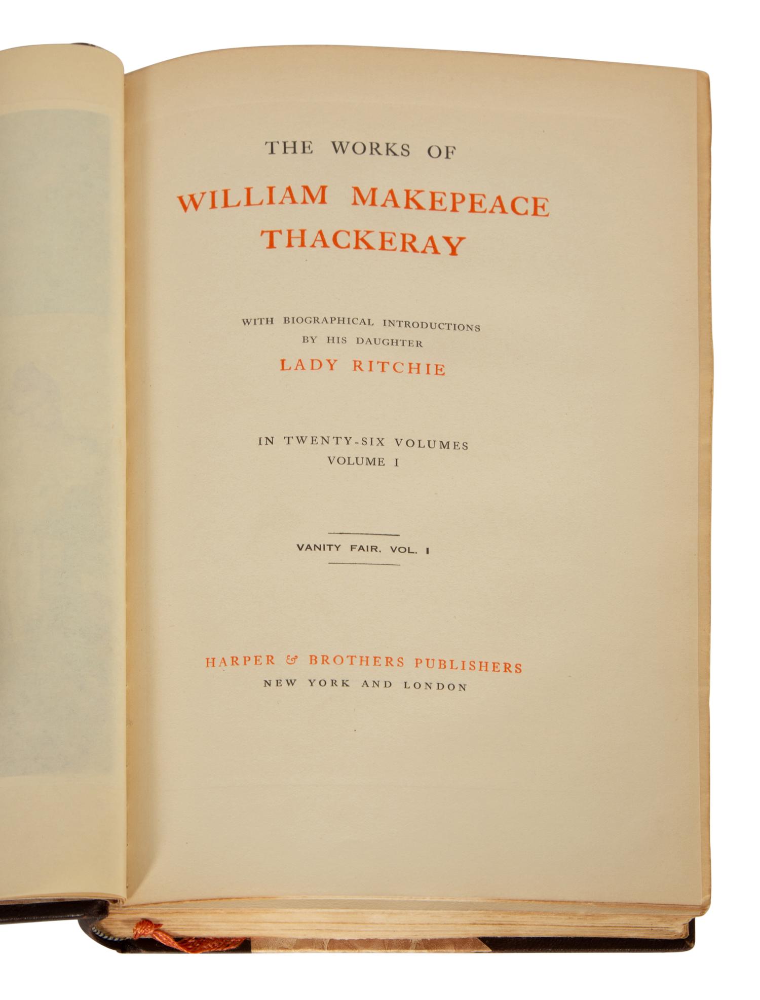 BINDINGS: The Complete Works of William Makepeace Thackery , Centenary Biographical Edition, 26 Volumes