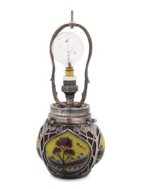 A Möhrle Silver Mounted Cameo Glass Table Lamp