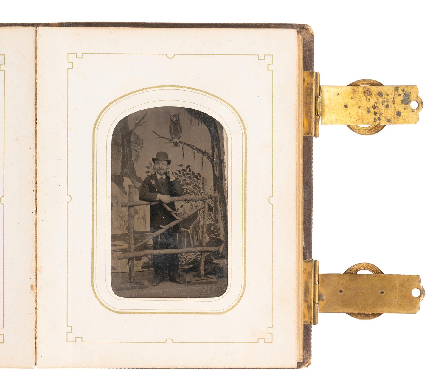 [EARLY PHOTOGRAPHY]. CDV album containing portraits of American sculptor Clark Mills' family, incl. T. Fisk Mills.