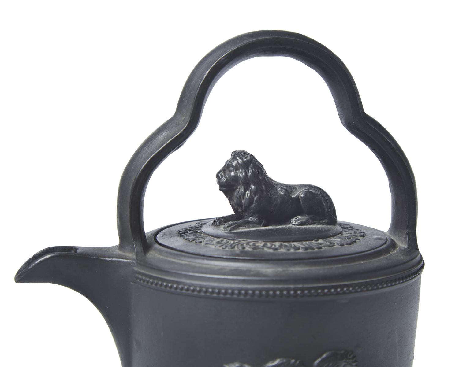 A Wedgwood and Bentley Black Basalt Covered Teapot