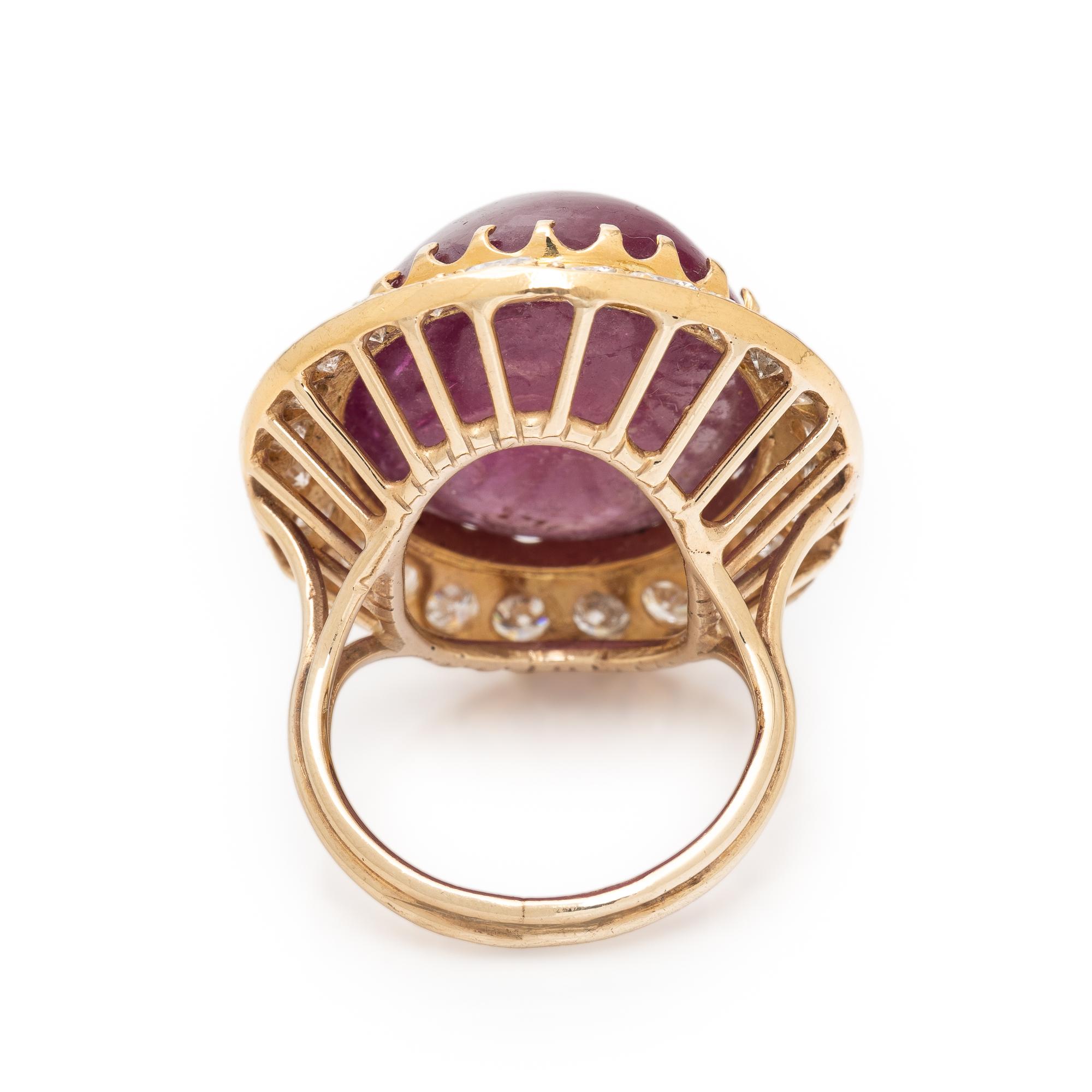 Ruby, Diamond, and Yellow Gold Ring