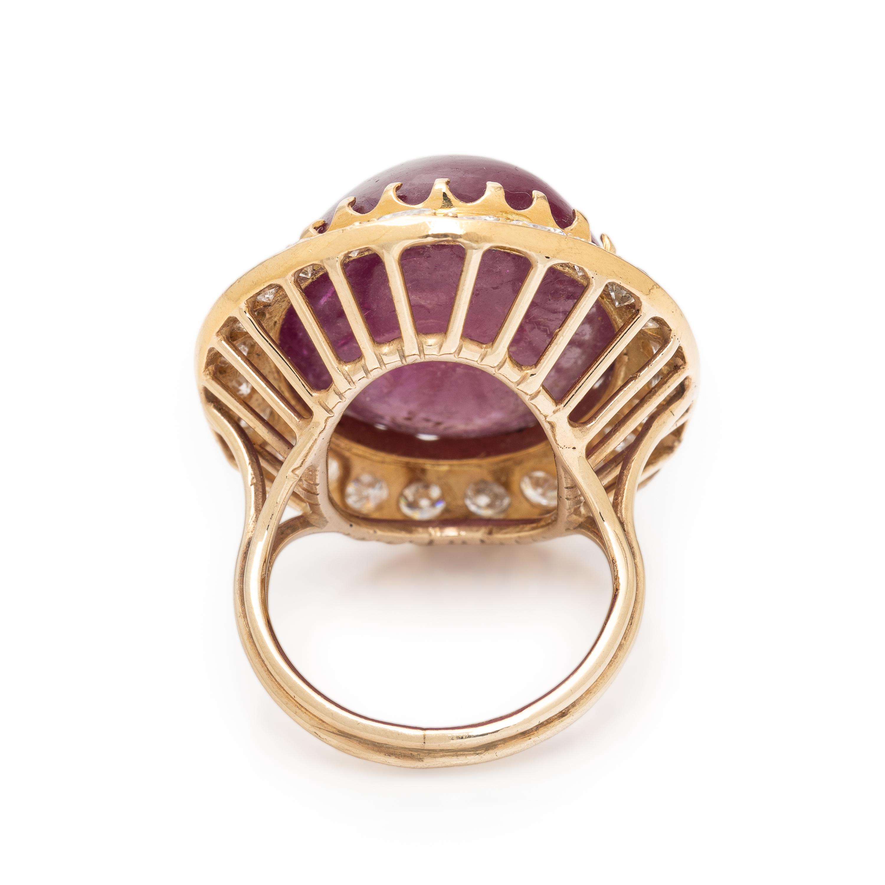 Ruby, Diamond, and Yellow Gold Ring