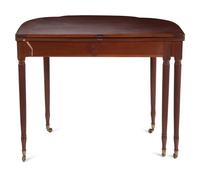 A Federal Figured Mahogany Lobed Top Five-Legged Game Table