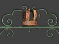 A Painted Wood and Wrought Metal 'Ad Lib' Advertising Sign