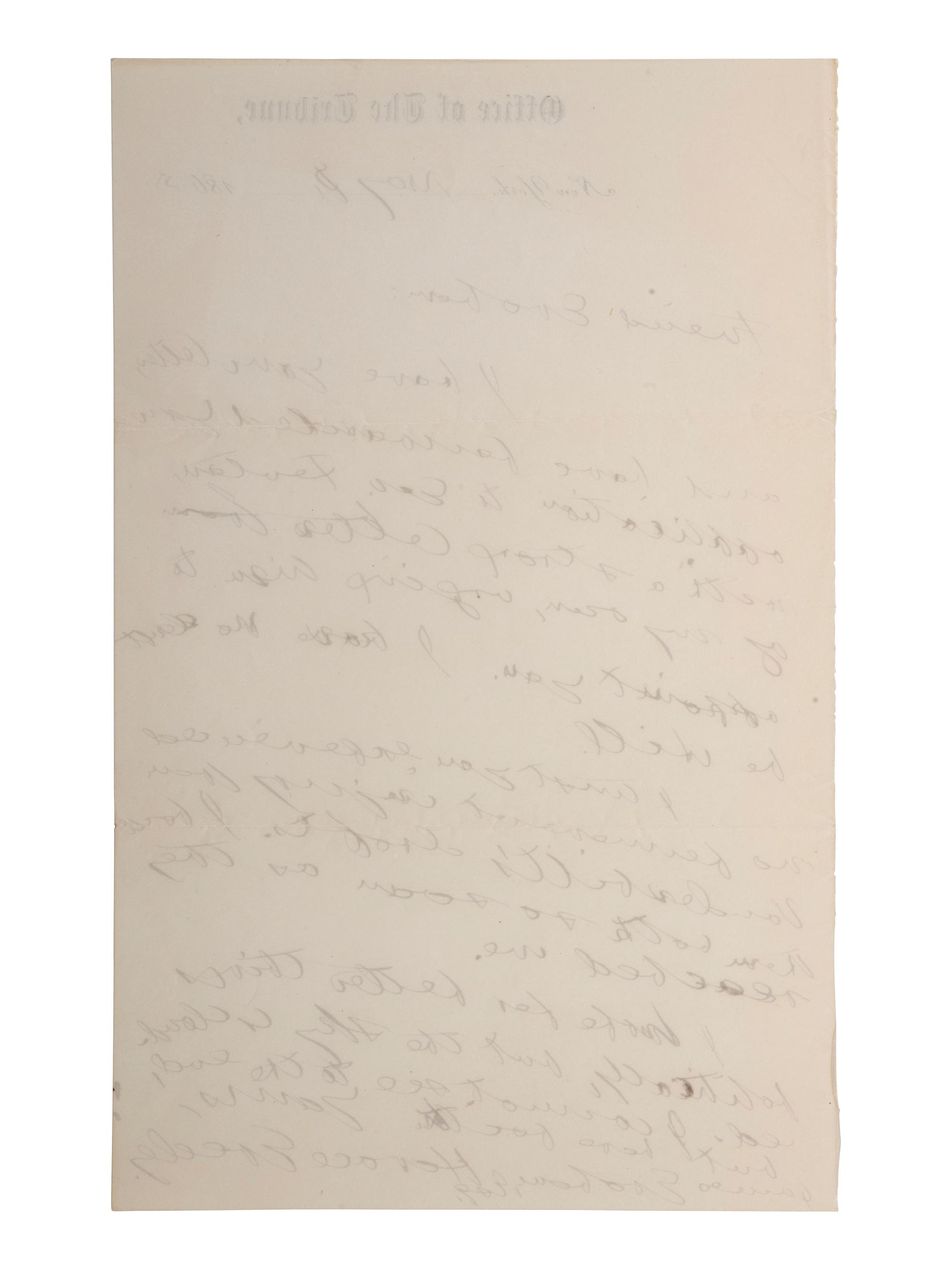 GREELEY, Horace (1811-1872). Autograph letter signed ("Horace Greeley"). New York, 8 May 1865.