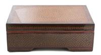 A Burmese Black Lacquer Box Height 6 1/2 x width 18 x depth 12 inches. — 20TH CENTURY