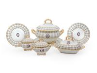 An English Porcelain Armorial Partial Dinner Service — FIRST-HALF 19TH CENTURY