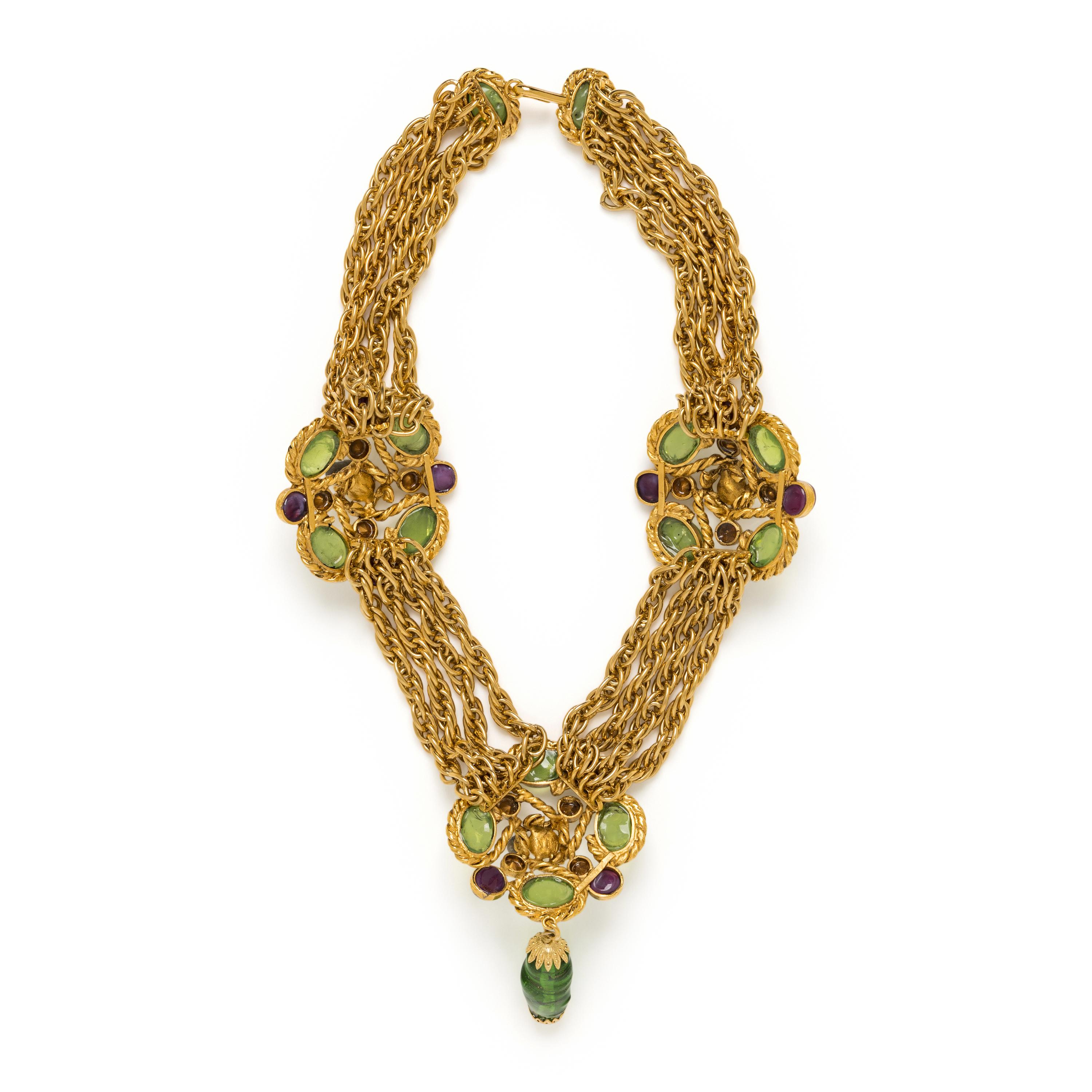 Chanel, Rare Gripoix Pâte de Verre & Chain Necklace