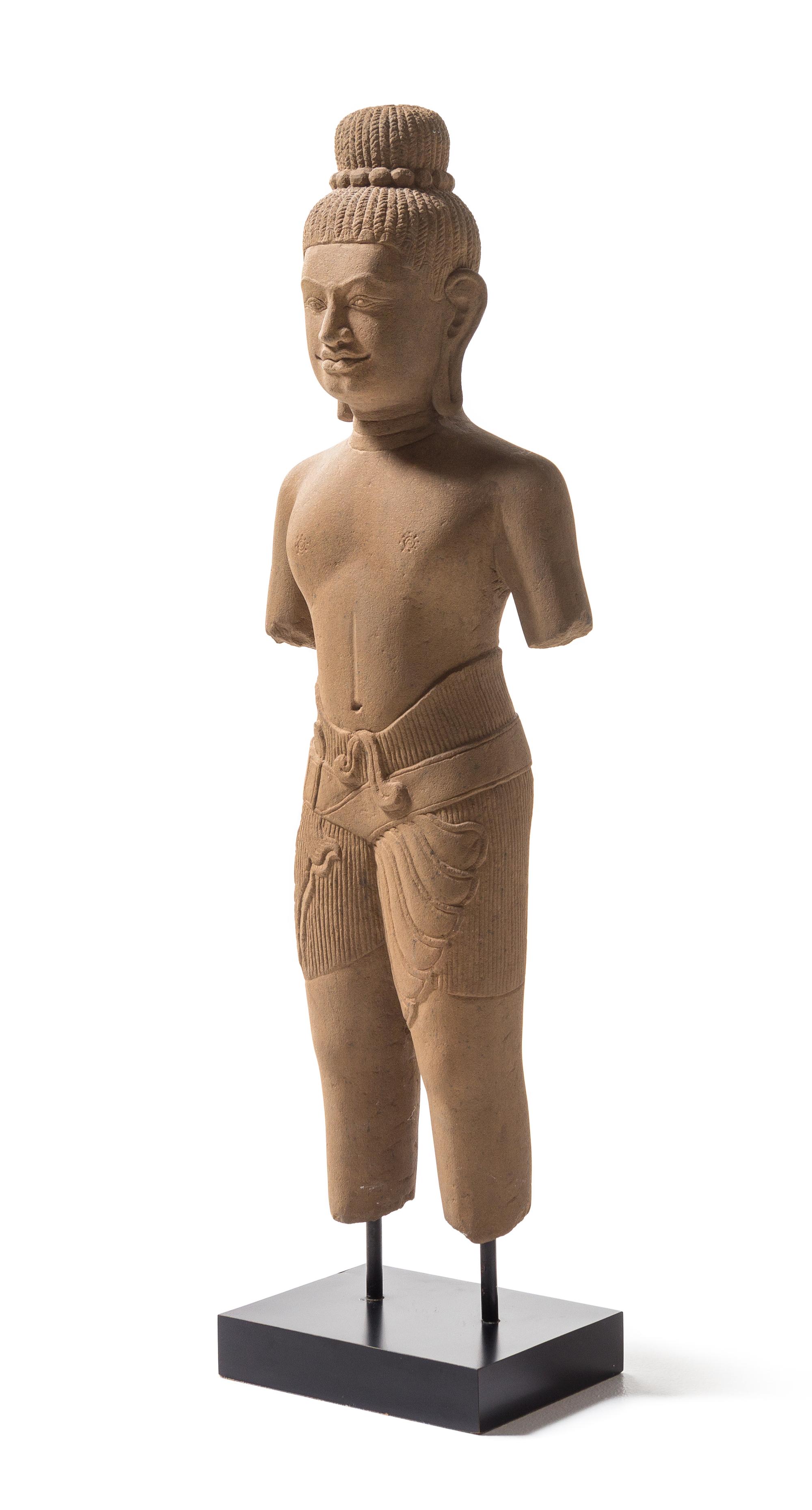 A Khmer Sandstone Figure Height 24 3/4 inches.