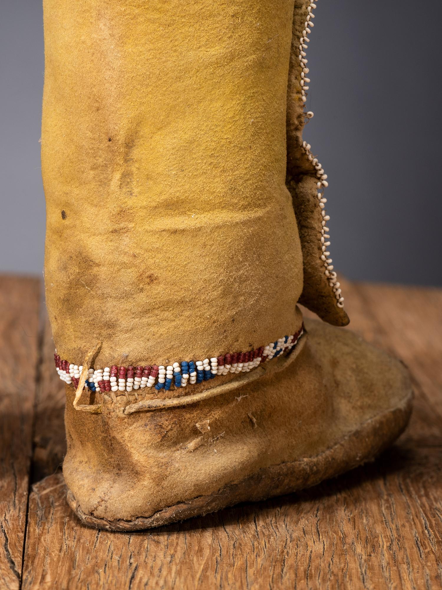 Comanche Child's Beaded Hide Boot Moccasins