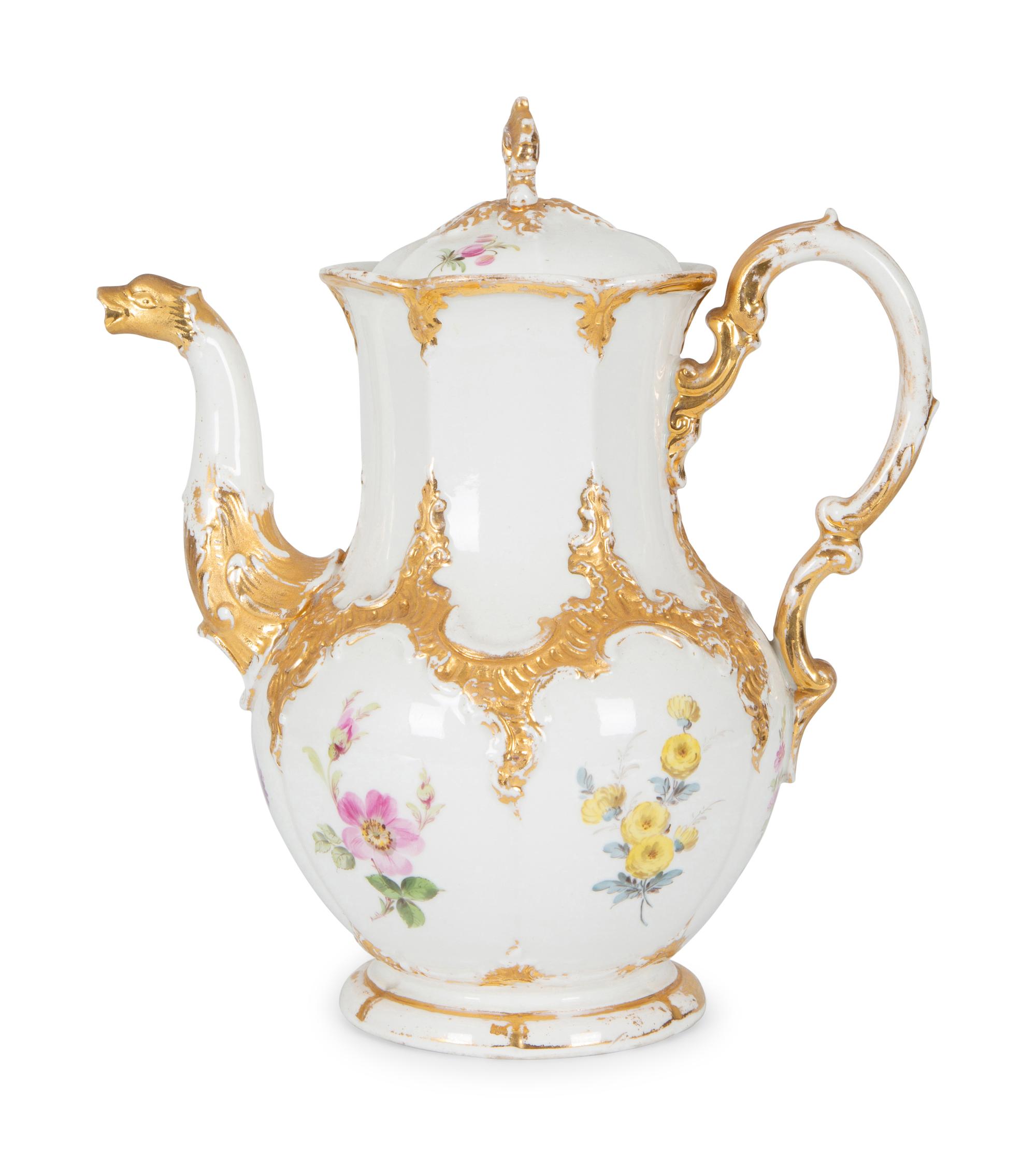 A Meissen Porcelain Coffee Pot with Floral Decoration and Figural Spout — 19TH CENTURY