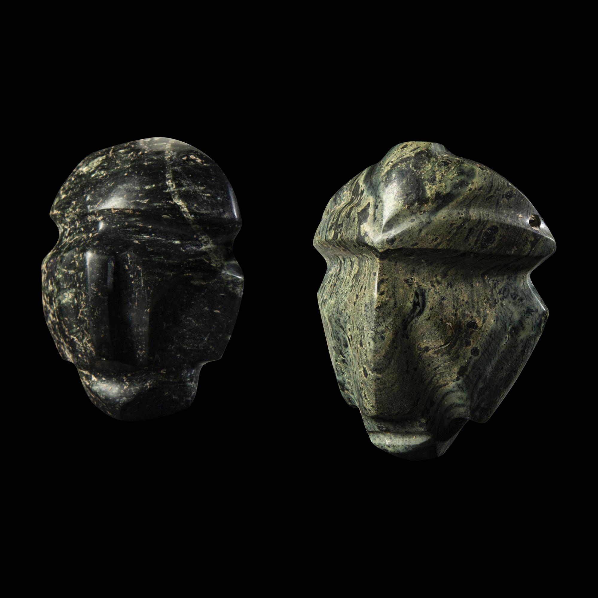 Two Mezcala Greenstone Masks