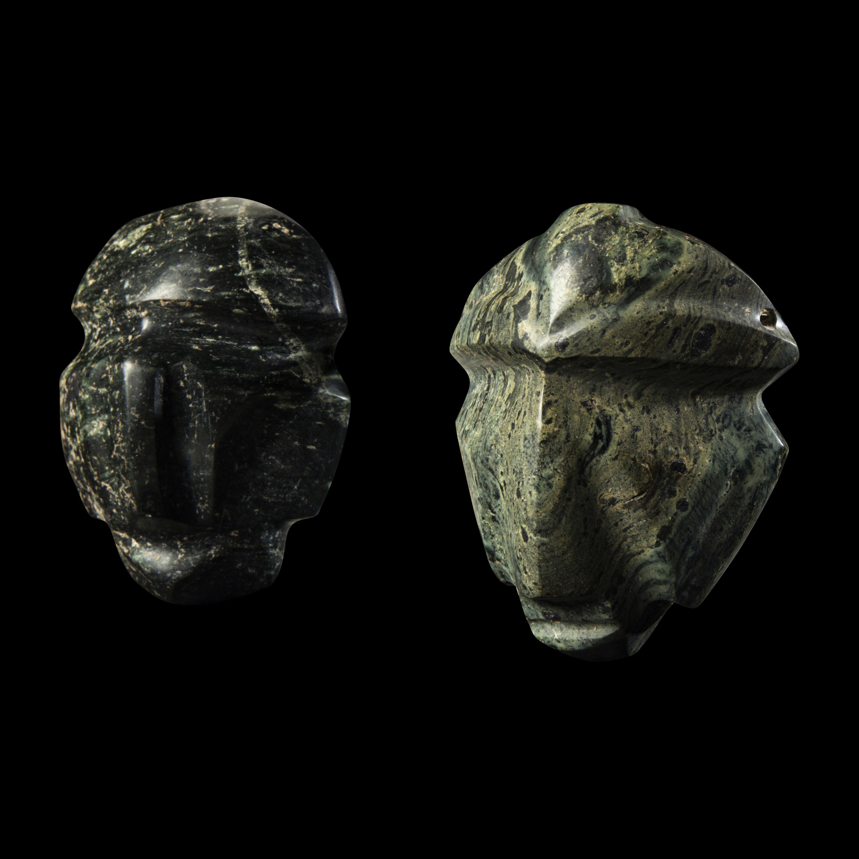 Two Mezcala Greenstone Masks