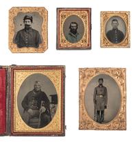 [MILITARIA]. 13 ambrotypes and tintypes of Civil War soldiers and other uniformed subjects.
