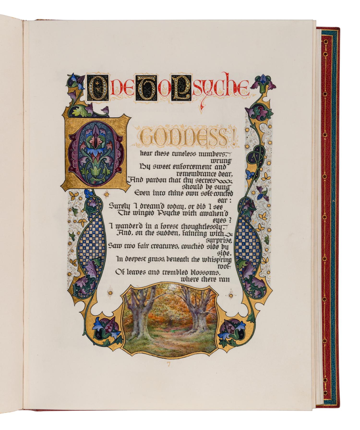 SANGORSKI, Alberto, calligrapher and illuminator. -- KEATS, John (1795-1821). "La Belle Dame sans Merci" -- "Ode on a Grecian Urn" -- "Ode to Psyche." London, 1928.