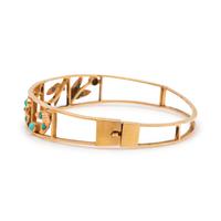 YELLOW GOLD AND TURQUOISE BANGLE BRACELET