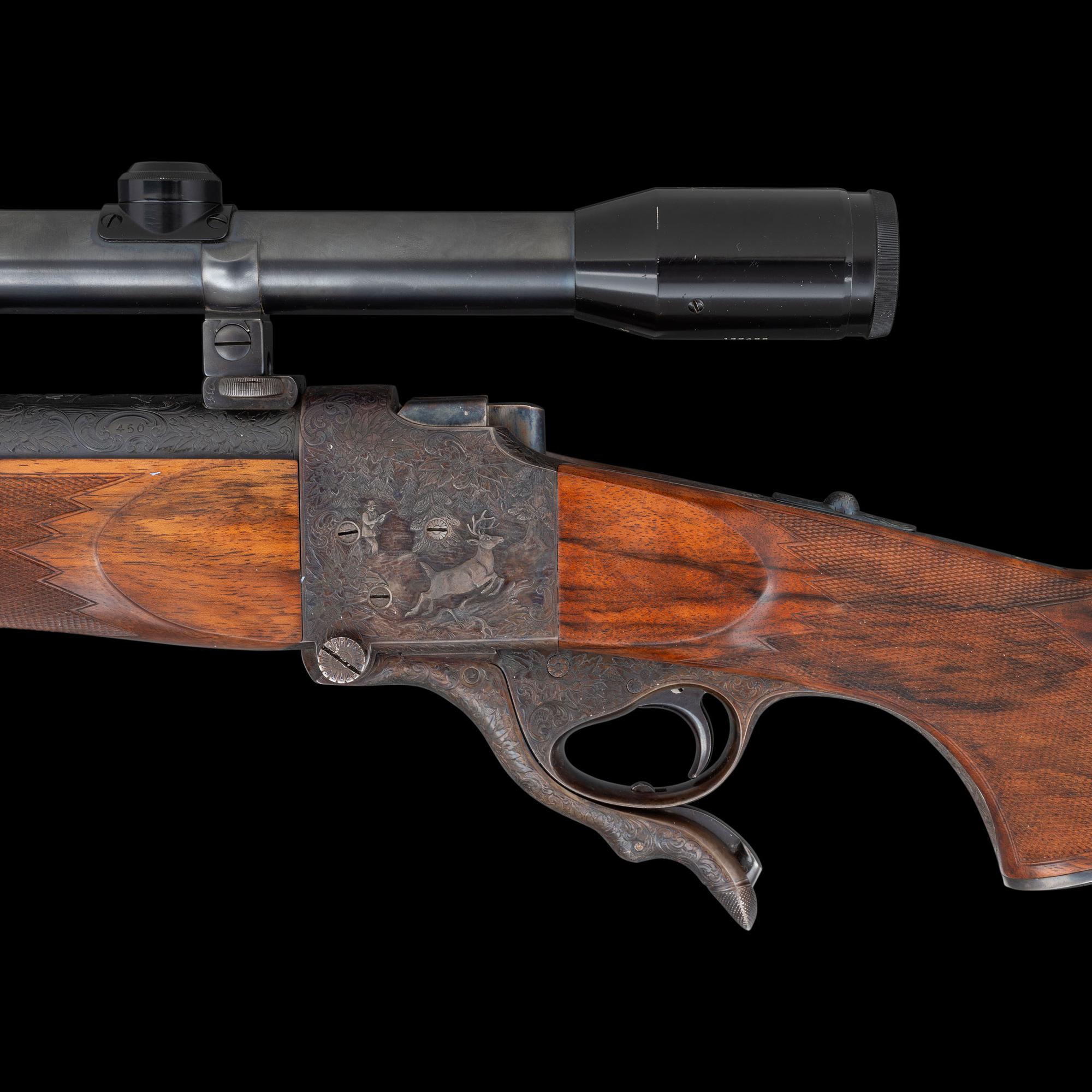 **Highly Embellished Walter Glaser Farquharson Action Rifle Deep Relief Engraved By Alvin A. White with Thomas Shelhamer Stock in .257 Roberts