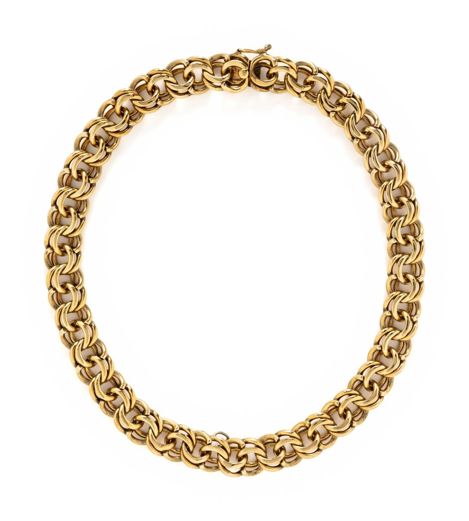 YELLOW GOLD DOUBLE LINK CHAIN NECKLACE