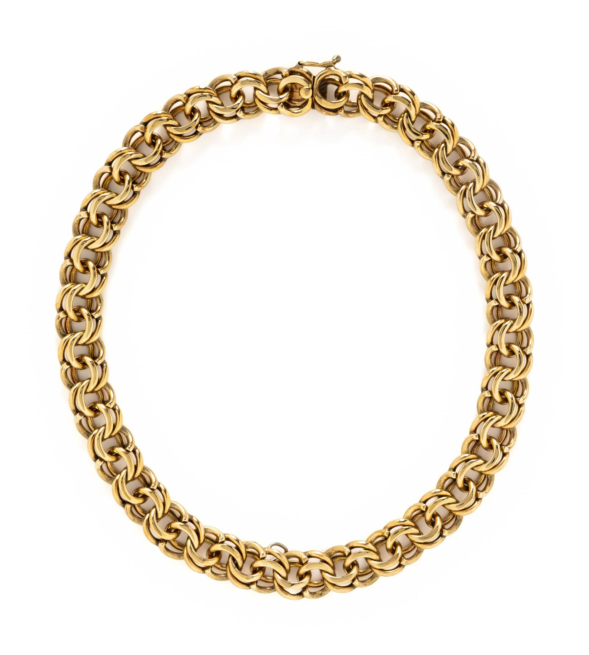 YELLOW GOLD DOUBLE LINK CHAIN NECKLACE
