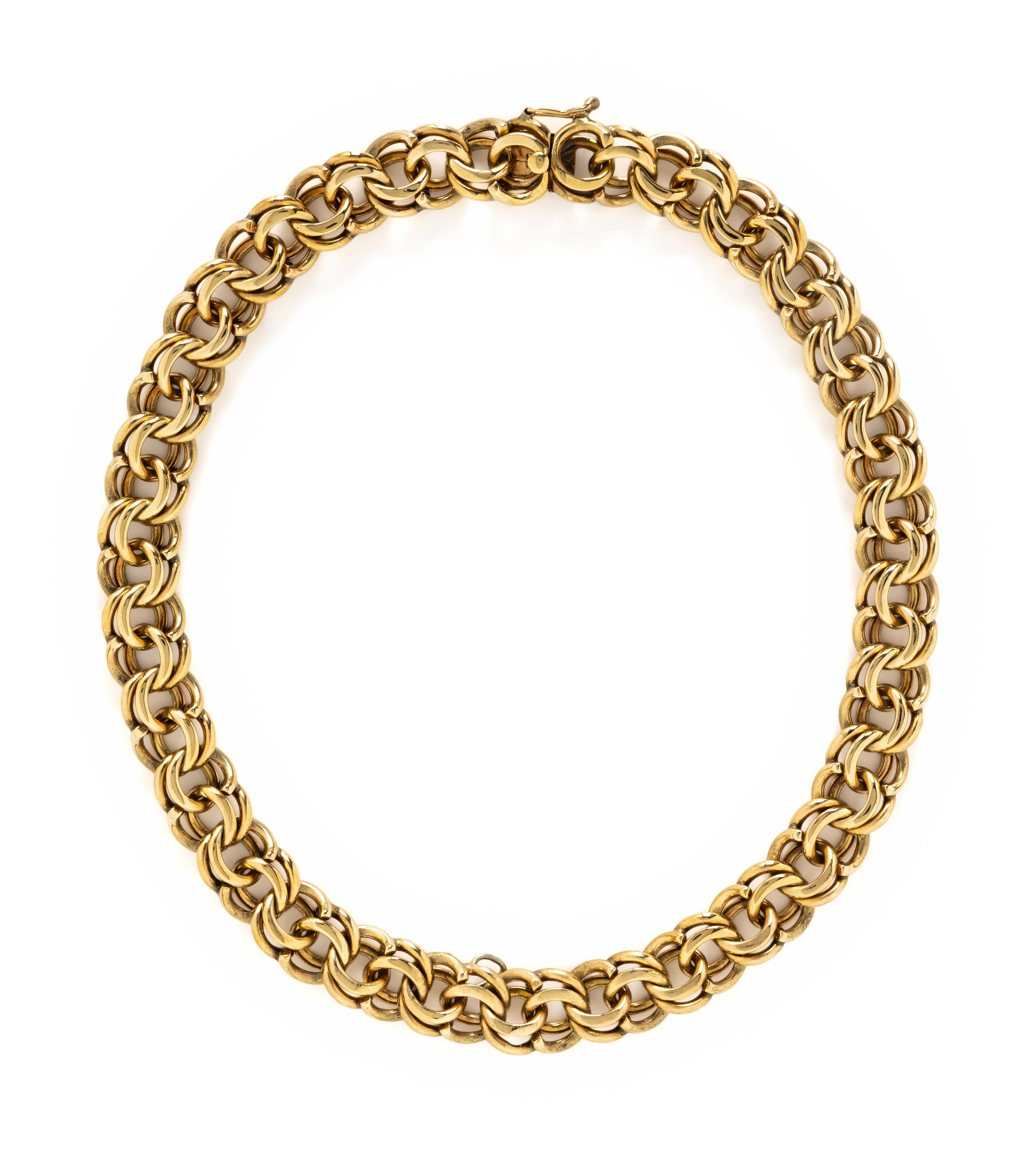 YELLOW GOLD DOUBLE LINK CHAIN NECKLACE