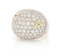 An 18 Karat Gold and Diamond Bombe Ring, 17.60 dwts.
