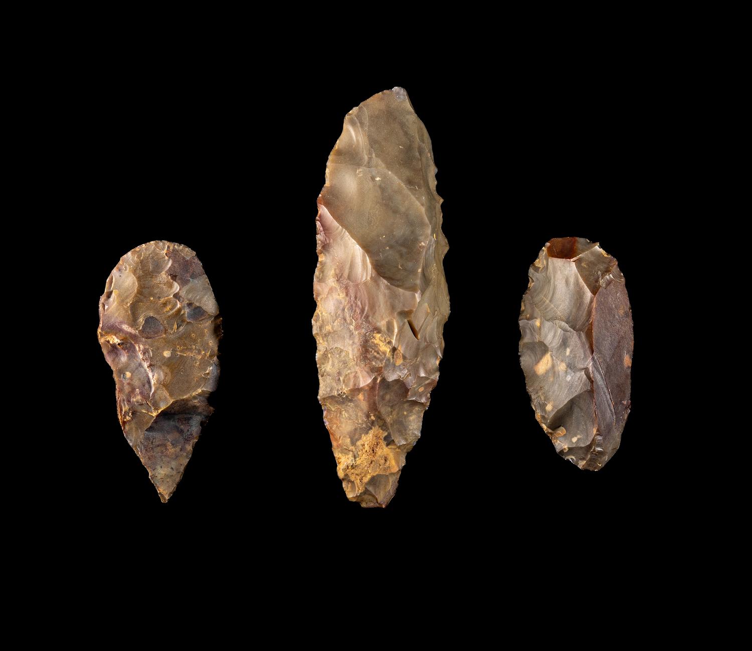 Three Neolithic Flint Hand Axes