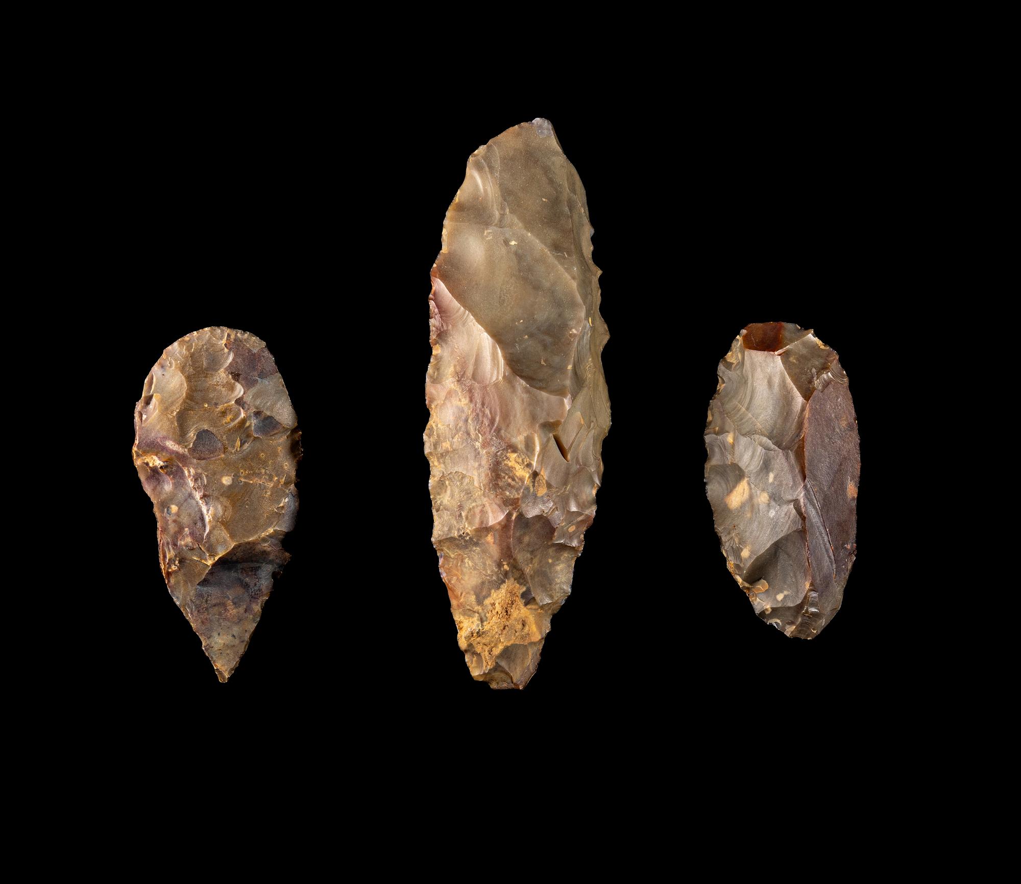 Three Neolithic Flint Hand Axes