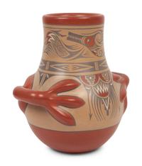 Polychrome Handled Pottery Vase