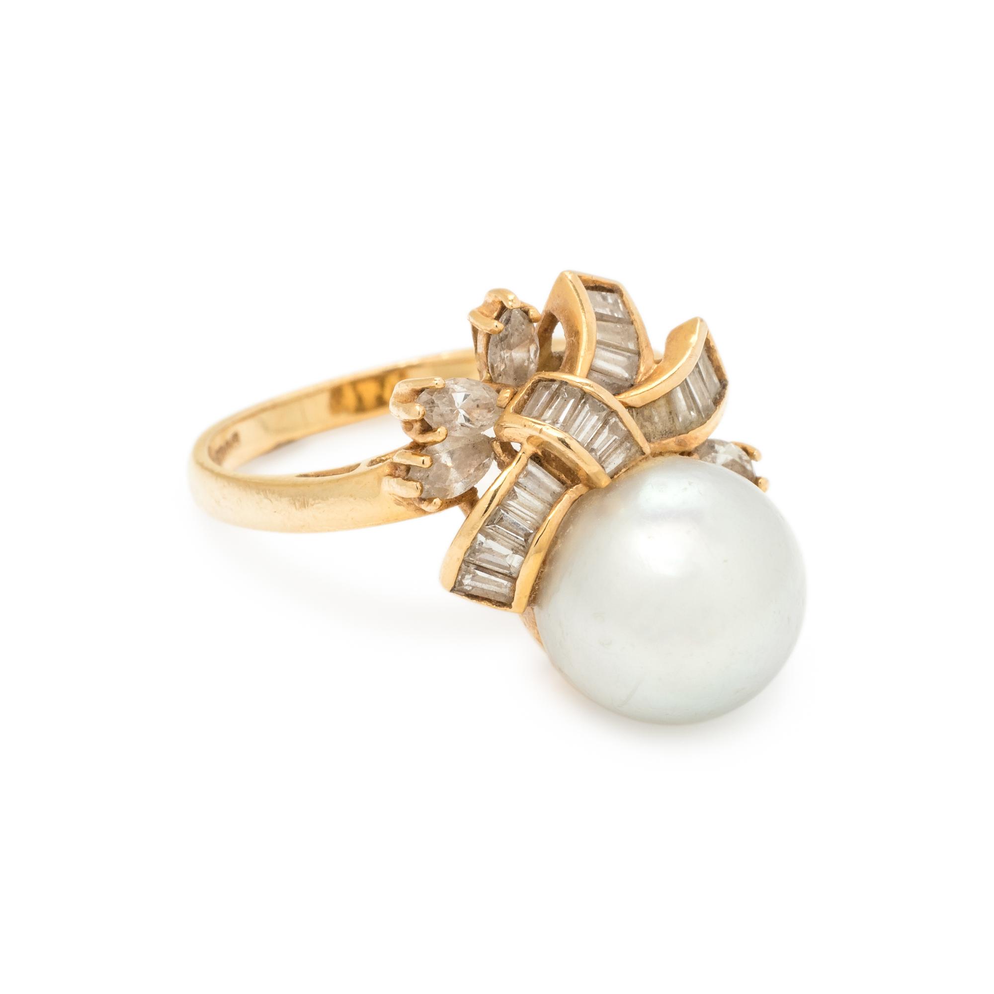 CULTURED PEARL AND DIAMOND RING