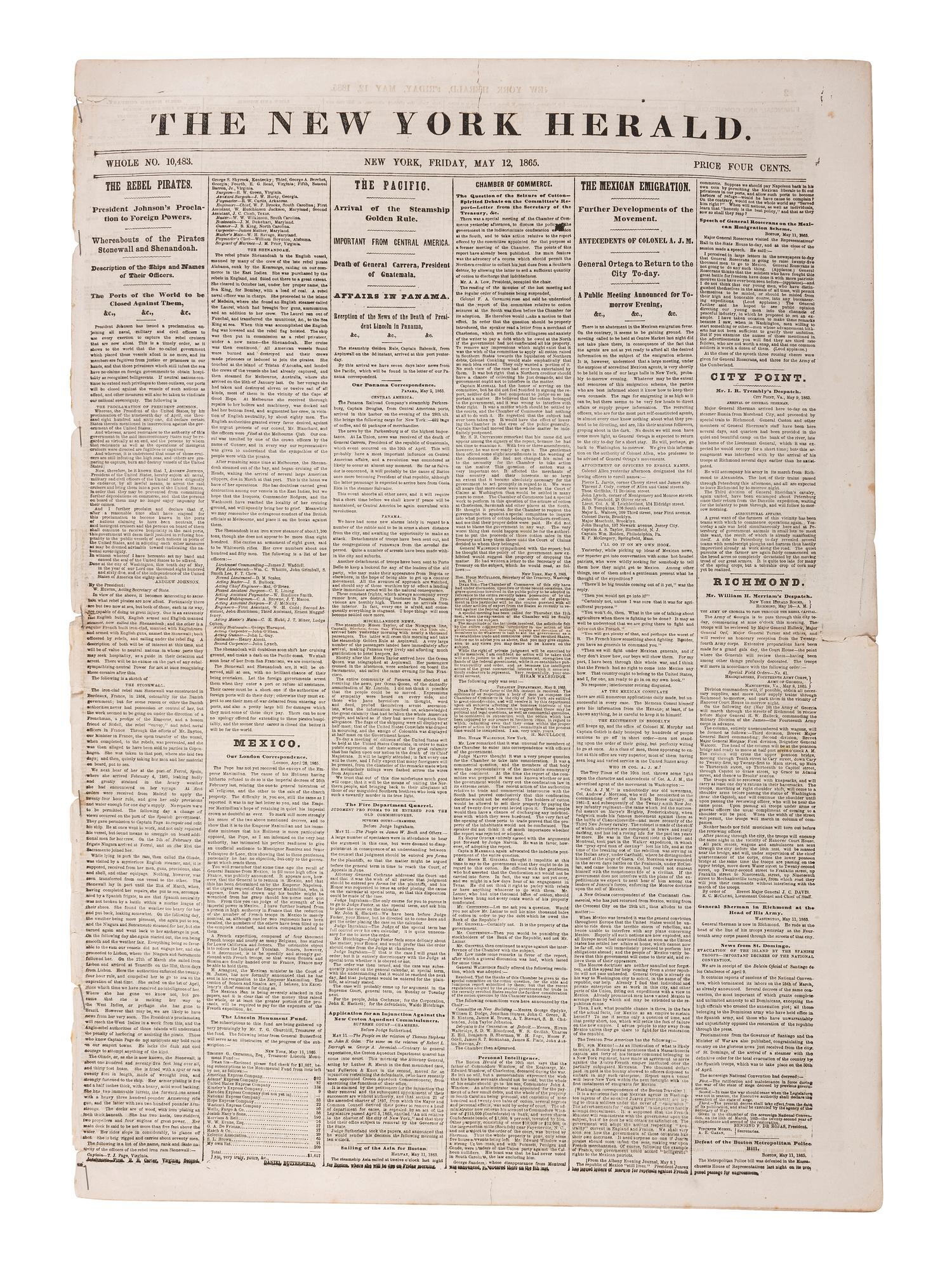 [CIVIL WAR]. 150+ New York City newspapers, most War-period, incl. The New York Tribune.