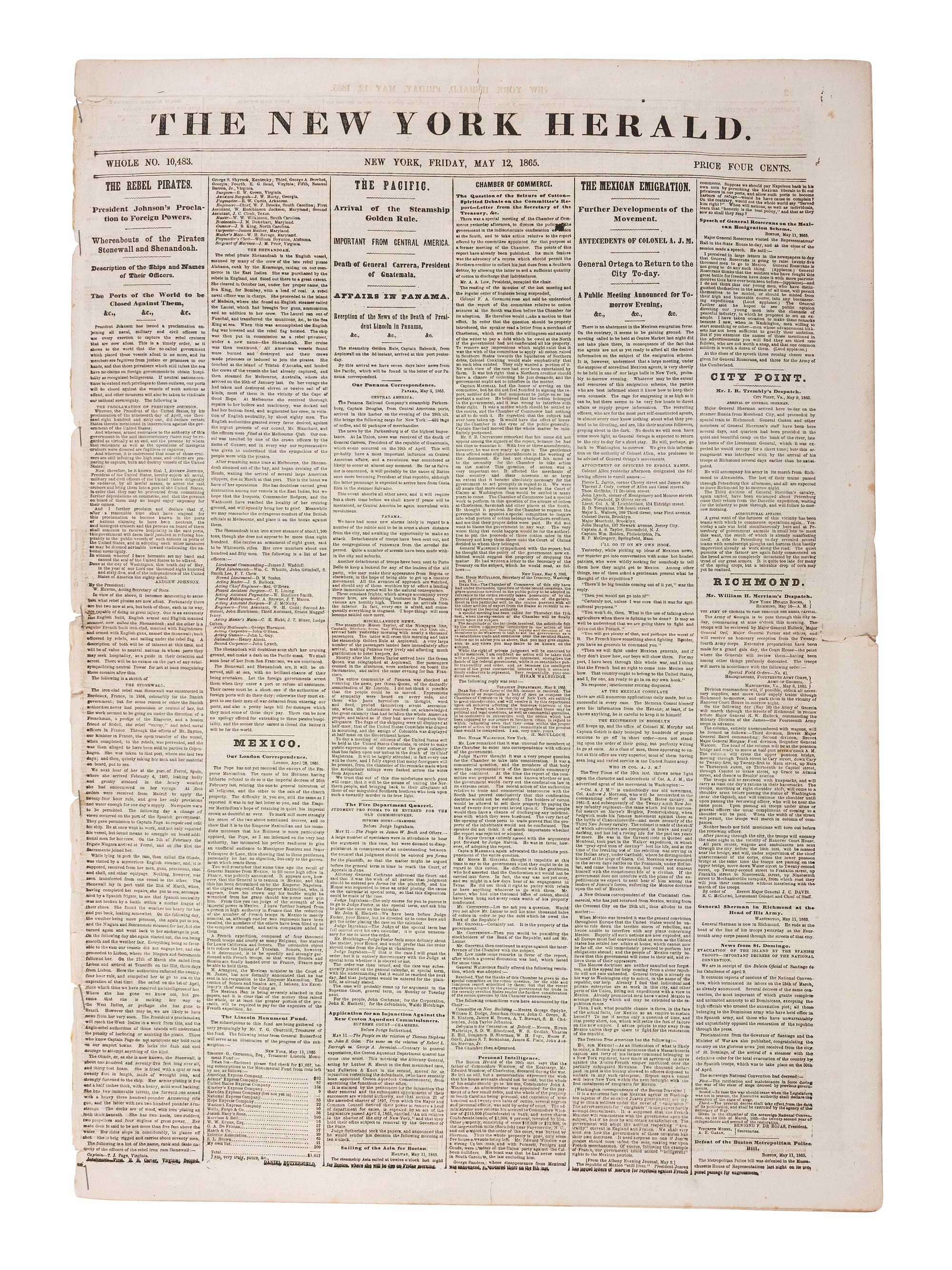 [CIVIL WAR]. 150+ New York City newspapers, most War-period, incl. The New York Tribune.