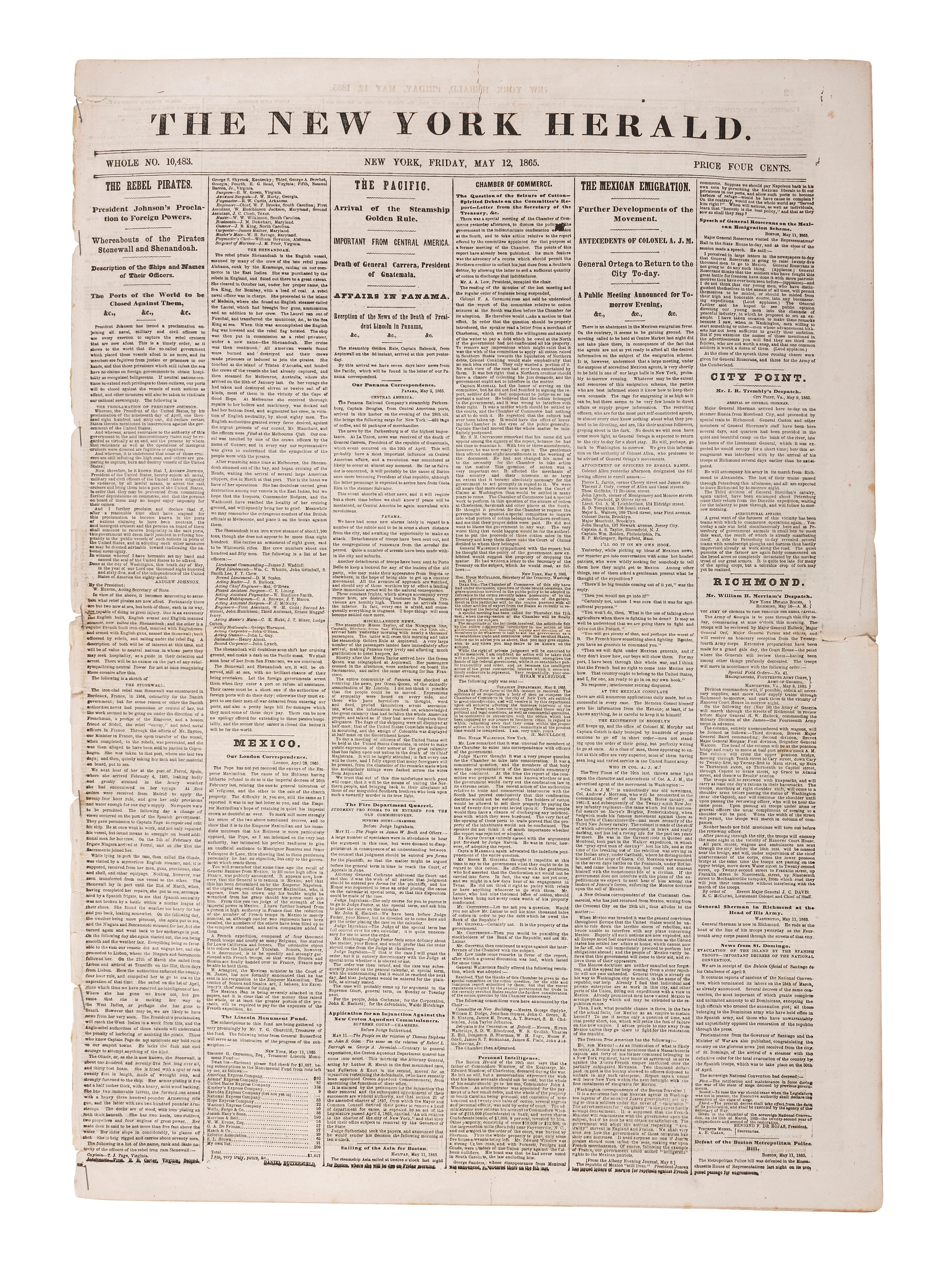 [CIVIL WAR]. 150+ New York City newspapers, most War-period, incl. The New York Tribune.