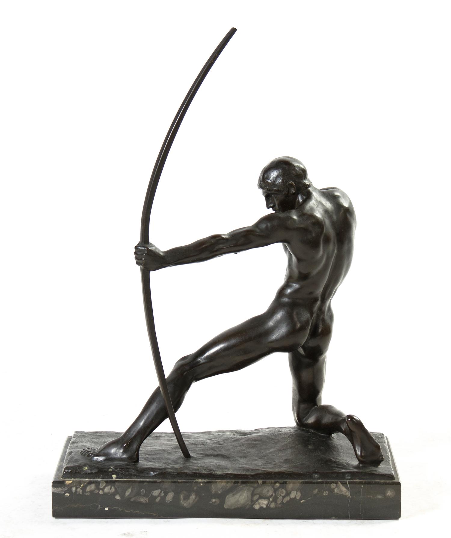 An Art Deco Bronze Sculpture, after the model by Ulysse Gemignani (1906-1973), Height overall 20 x width 14 1/2 inches.