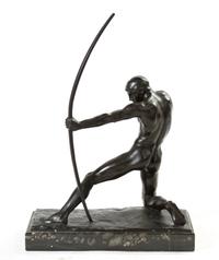 An Art Deco Bronze Sculpture, after the model by Ulysse Gemignani (1906-1973), Height overall 20 x width 14 1/2 inches.