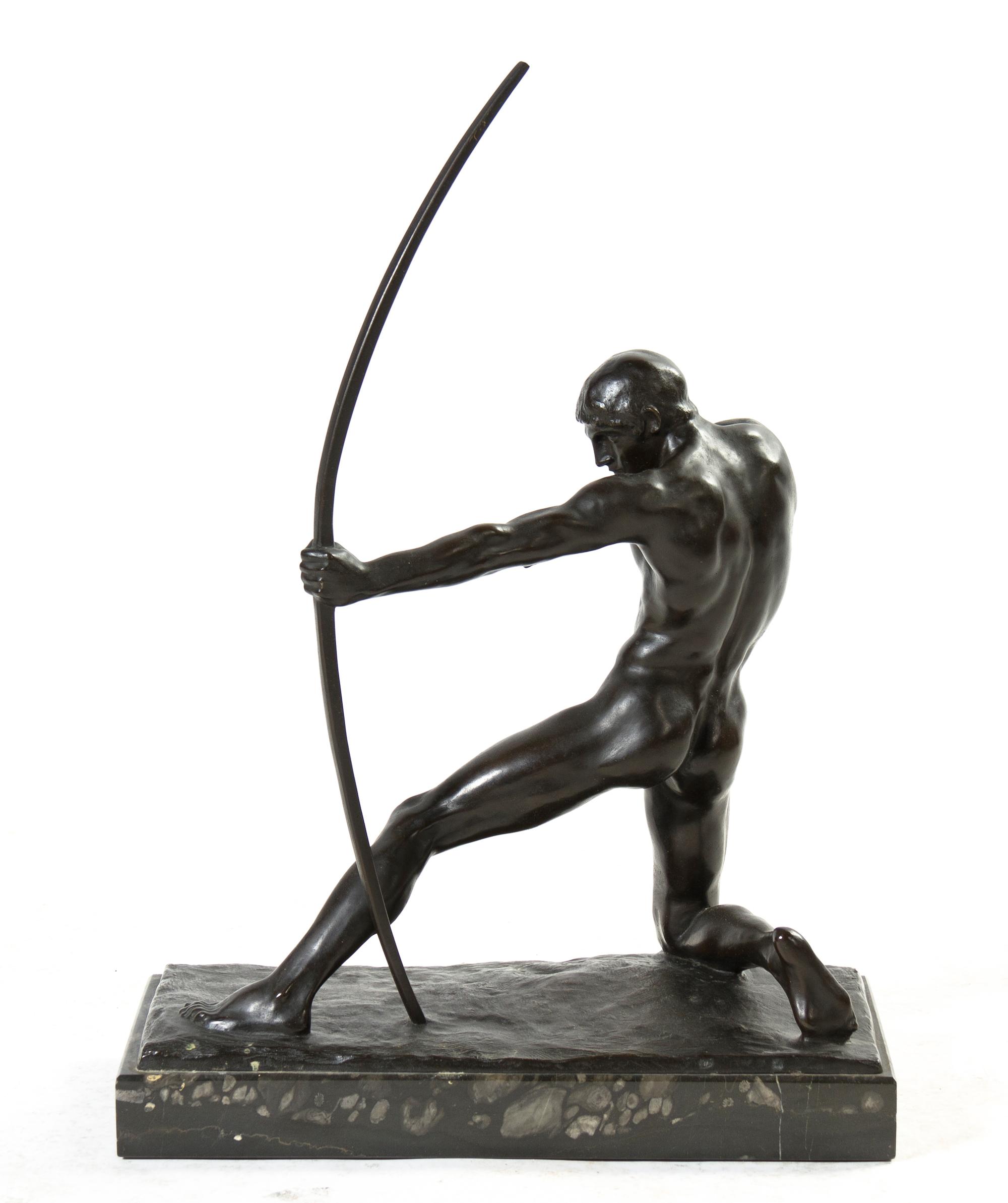 An Art Deco Bronze Sculpture, after the model by Ulysse Gemignani (1906-1973), Height overall 20 x width 14 1/2 inches.