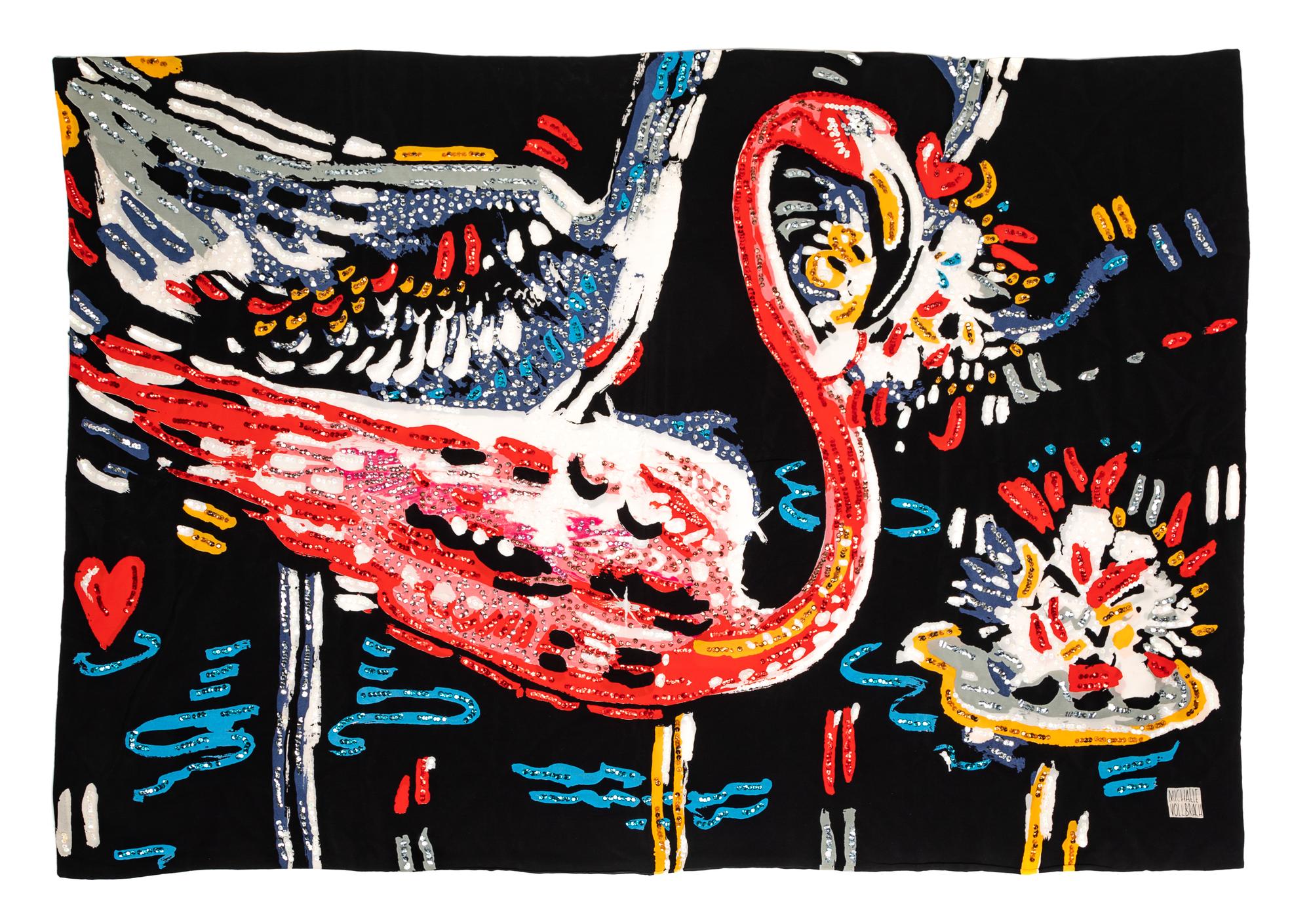 Michaele Vollbrach Sequin Abstract Pattern Shawl, 19870-80s