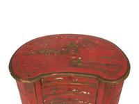 A Pair of English Red Japanned Reniform Side Tables