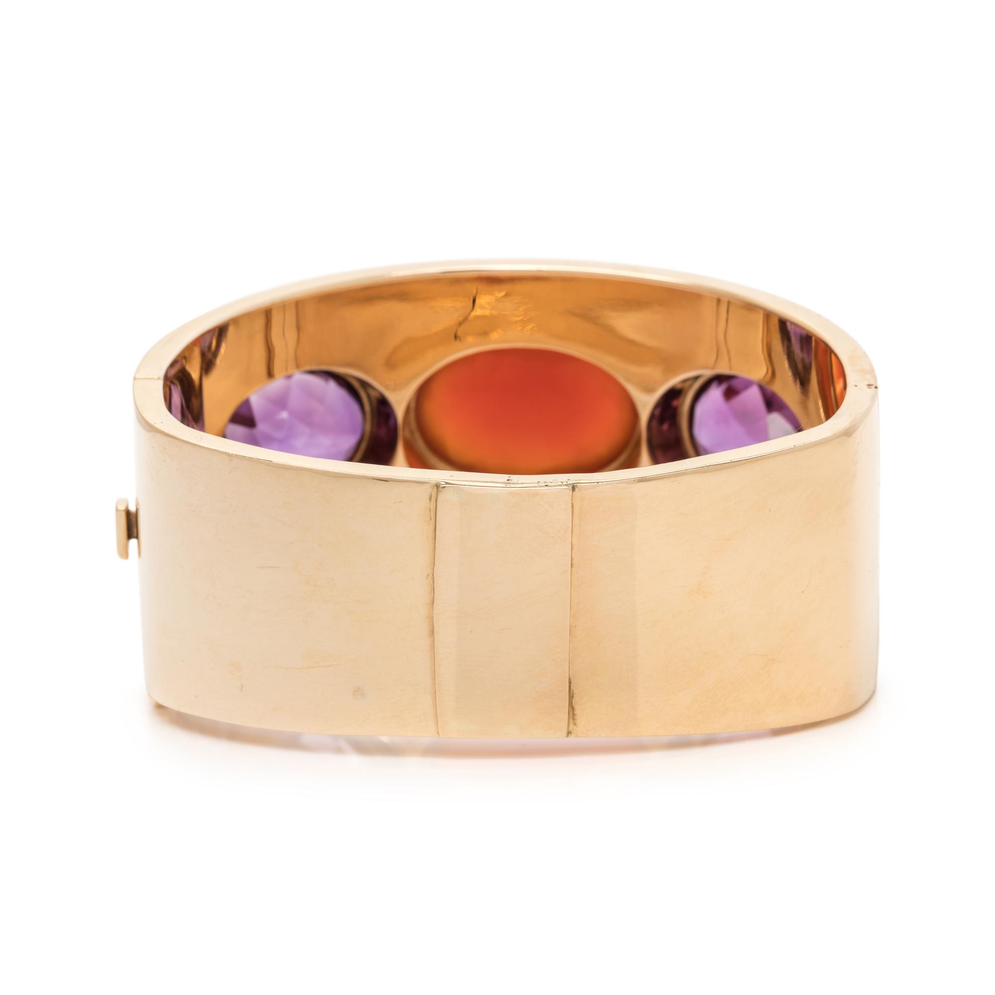 YELLOW GOLD AND MULTIGEM BANGLE BRACELET