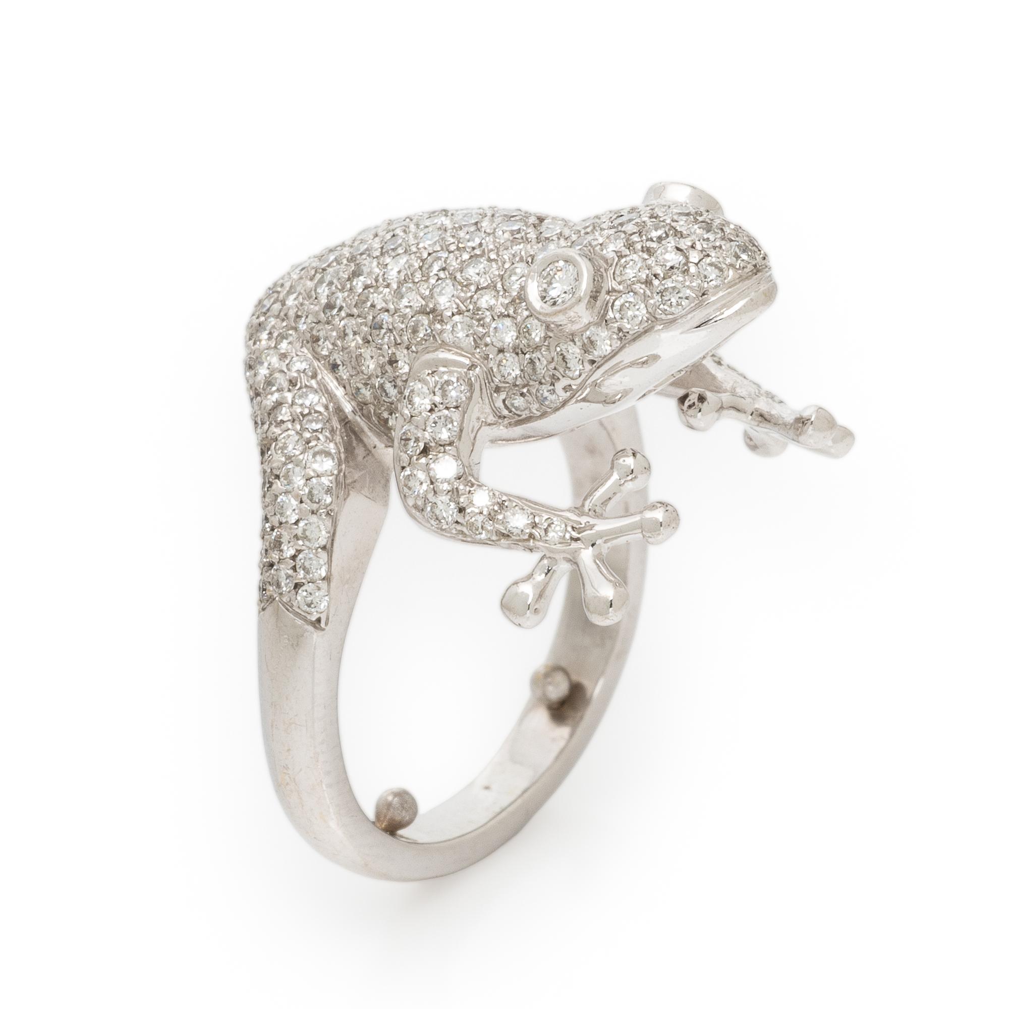 Diamond and White Gold Frog Ring