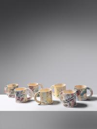 Set of Seven Roll'n W Roland Mugs , 1981 Echo Park Pottery, USA