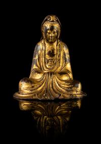 A Gilt Lacquered Wood Figure of Guanyin