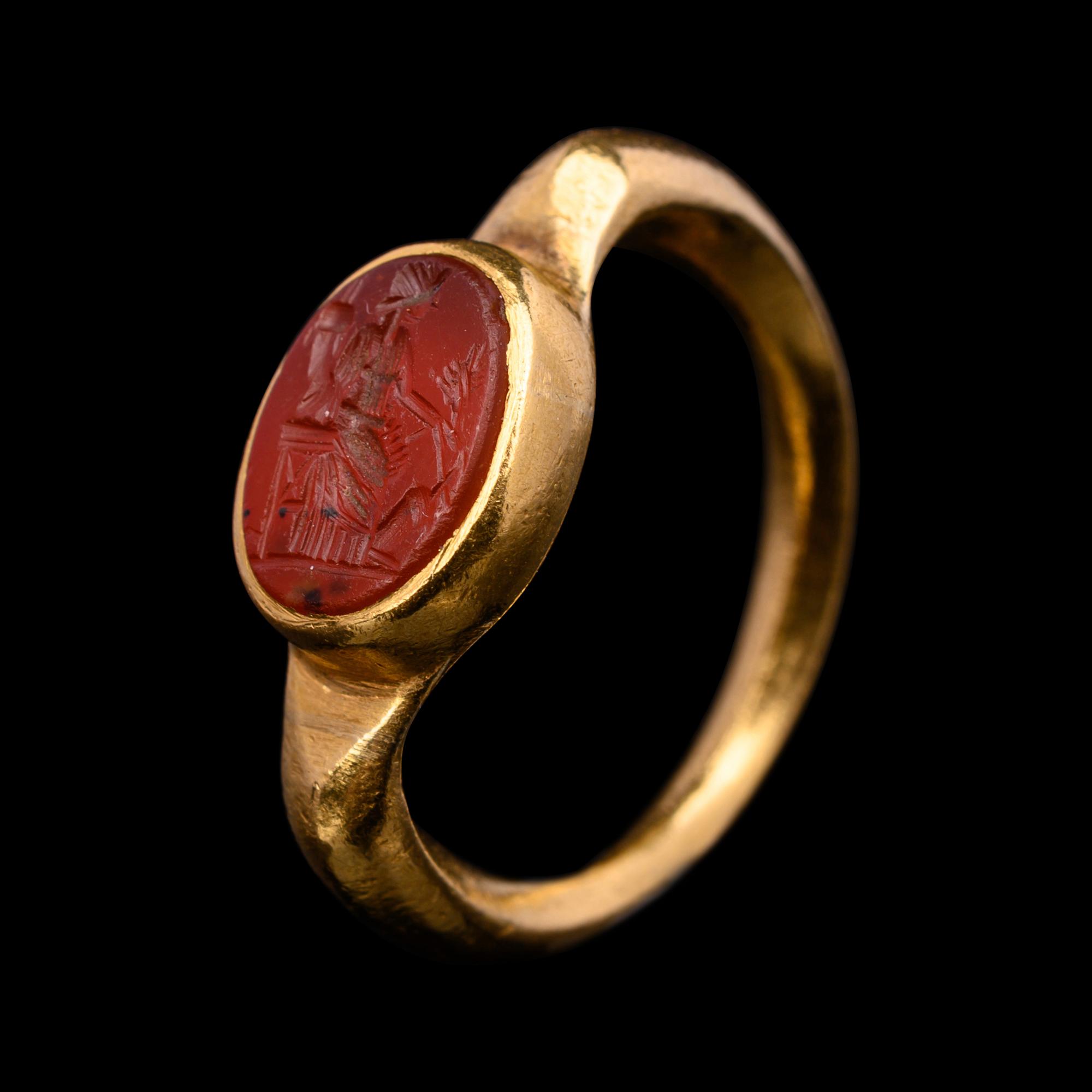 A Roman Carnelian Ringstone with Fortuna