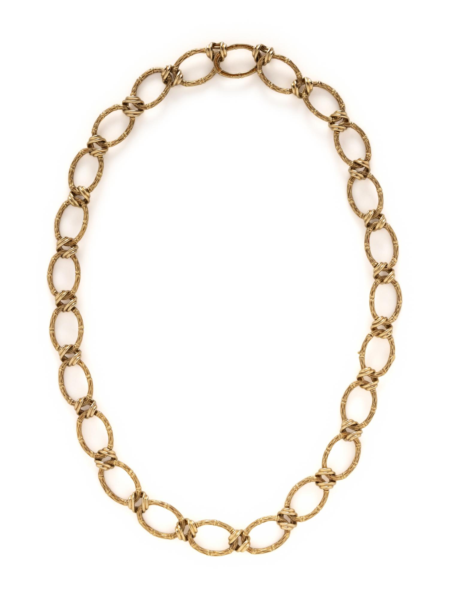HAMMERMAN BROTHERS, YELLOW GOLD BAMBOO LINK LONG CHAIN