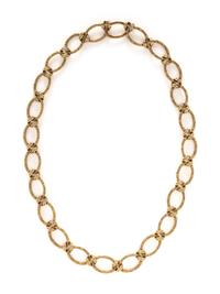 HAMMERMAN BROTHERS, YELLOW GOLD BAMBOO LINK LONG CHAIN
