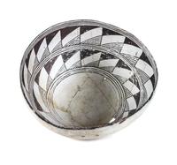 Prehistoric Black on White Bowl Height 6 x diameter 11 1/2 inches