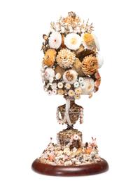 A Victorian Shell Encrusted Bouquet of Flowers